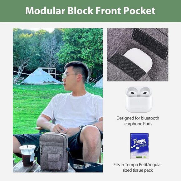 Mini Crossbody Bag for Men Shoulder Bag Organize Wallet Phones and Water Bottle - Picture 4 of 6